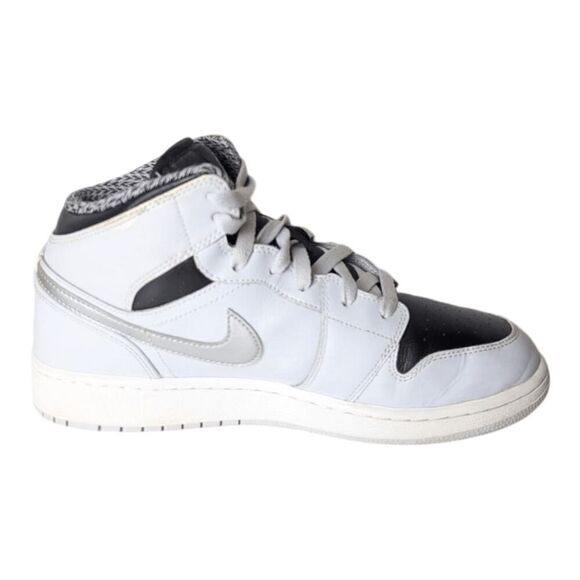 NIKE Air Jordan 1 Retro Mid "Platinum Metallic Silver" Sneakers Size 7Y/8.5 - Picture 7 of 9